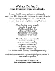 When Christmas Comes Too Early SA choral sheet music cover Thumbnail